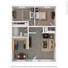 Two Bedroom, One Bath West - Classic 91W floor plan